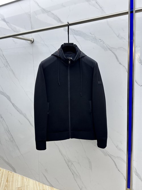 Zegna Designer Hooded Knit-Spliced Down Jacket
