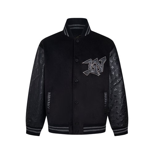 Louis Vuitton Dark-themed Baseball Jacket, Exclusive Design
