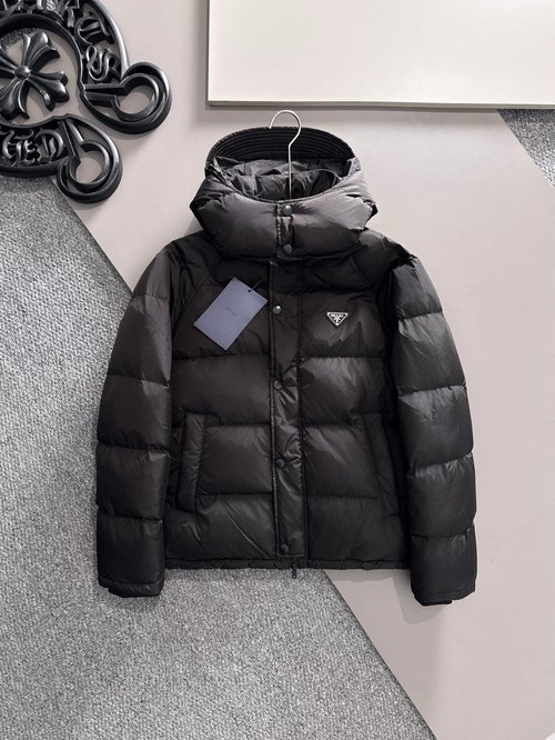Prada Detachable Hood Down Jacket with Logo