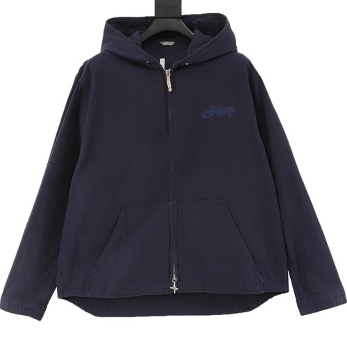 Dior Embroidered Zip Hoodie with Special Wash