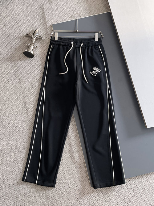Prada New Casual Pants with Classic Logo, High Comfort