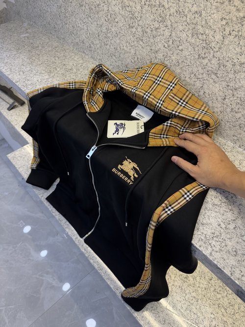 Burberry Cotton Hoodie with Classic Icon Embroidery