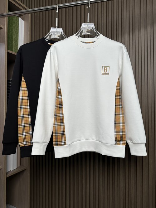 Burberry Black and White Cotton Pullover with Icon Embroidery