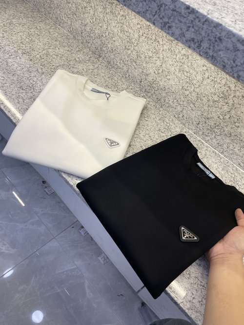 Prada Thick Short Sleeve Shirt with Brand Logo