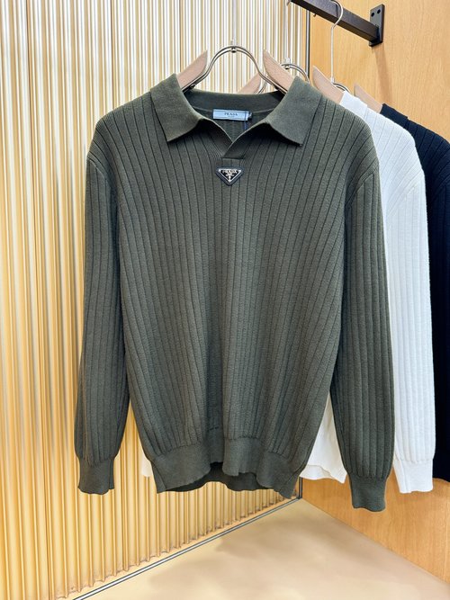 Prada Imported Wool Sweater with Distinctive Design