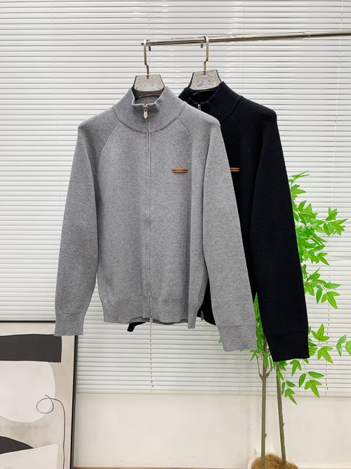 Zegna Premium Wool Blend Knit Cardigan with Open Front