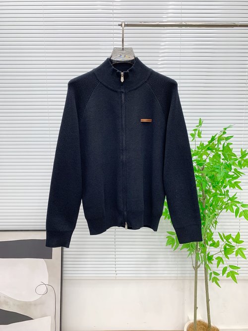 Zegna Premium Wool Blend Knit Cardigan with Open Front