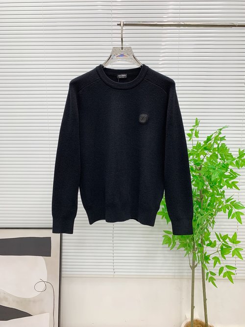 Zegna High-Quality Knit Wool Sweater with Timeless Logo Design
