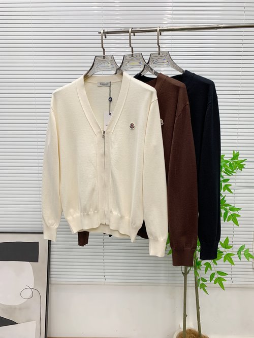 Moncler Classic Logo Knit Wool Cardigan