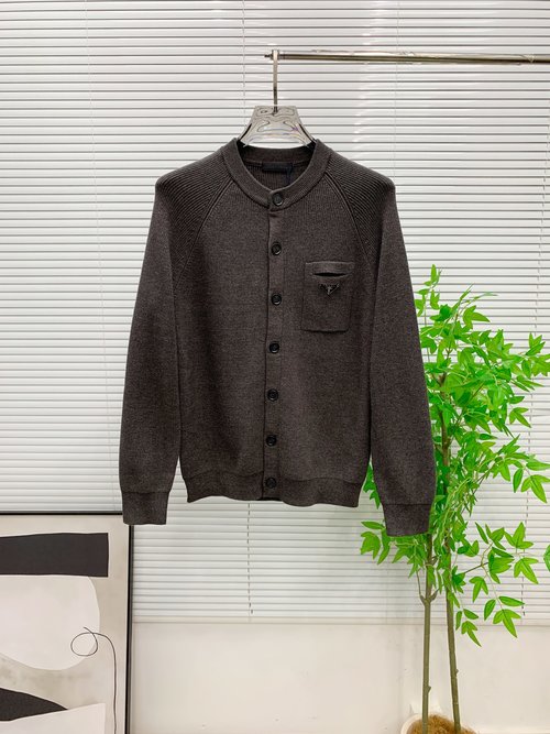Prada Logo Knitted Wool Cardigan