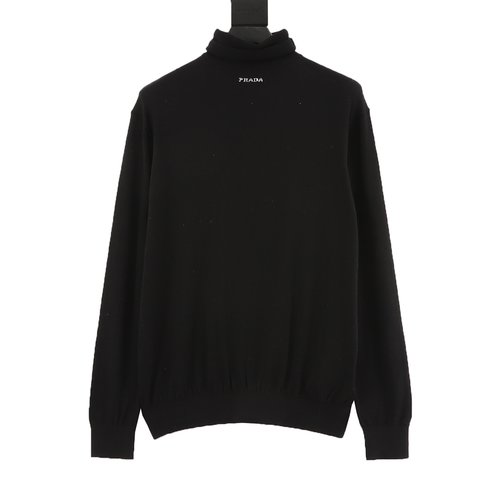 Prada Silk Merino Wool Turtleneck Sweater with Intricate Patterns