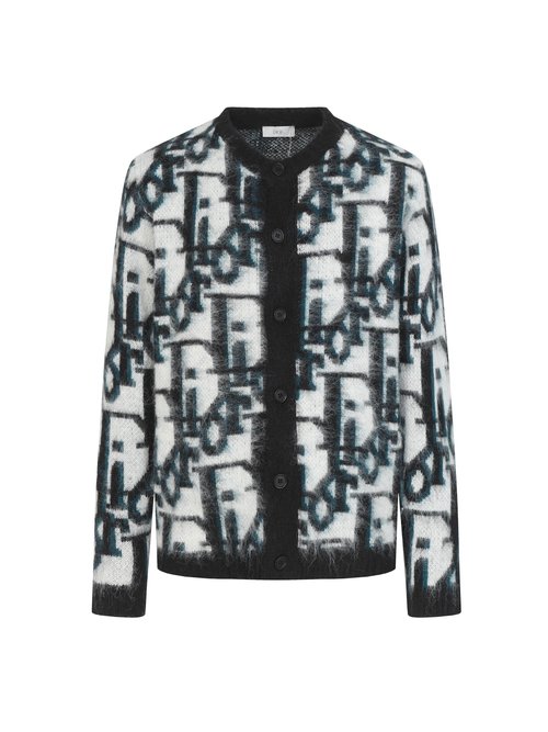 Dior Vibrant Jacquard Mohair Open-front Cardigan