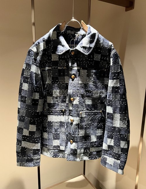 Louis Vuitton Denim Jacket with Checkerboard Design