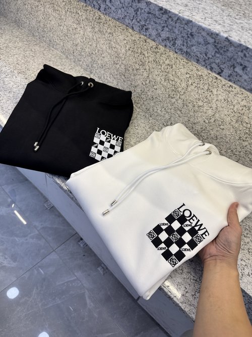 Loewe Cotton Hooded Pocket Sweatshirt with Icon Embroidery