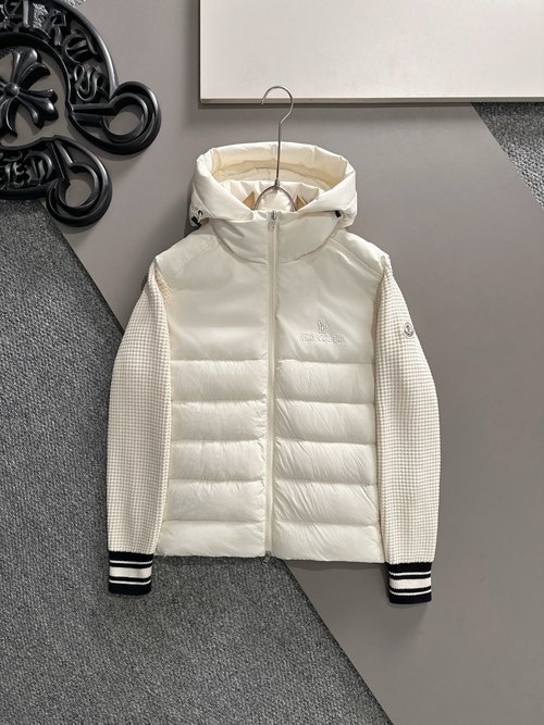 Moncler Stylish Knit Hoodie Down Jacket, Excellent Insulation