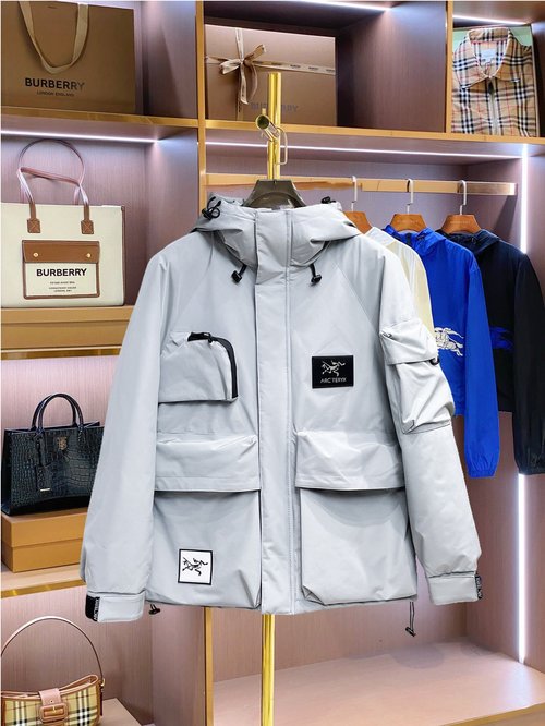 ArcTeryx Premium Down Jacket with 90% Down, Logo, and Vibrant Design