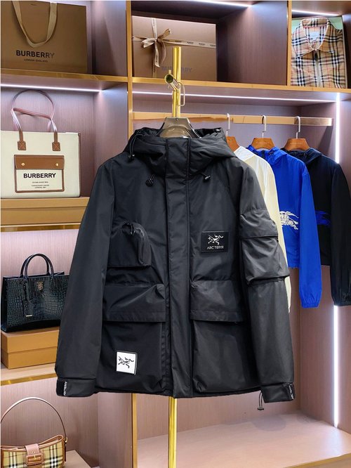 ArcTeryx Premium Down Jacket with 90% Down, Logo, and Vibrant Design