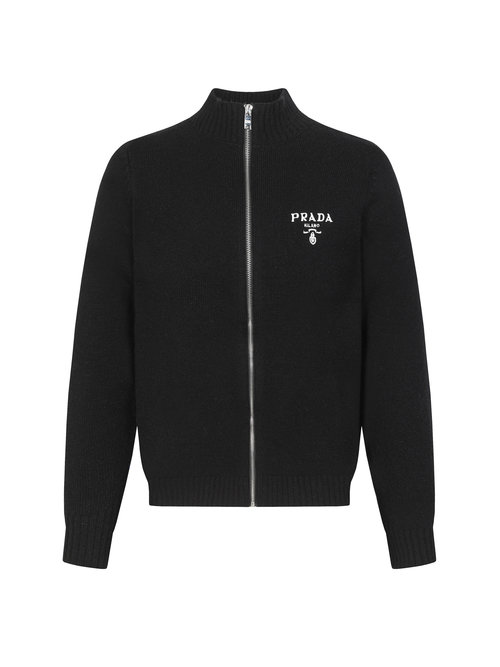 Prada Elegant Knitted Jacket with Exquisite Logo Embroidery