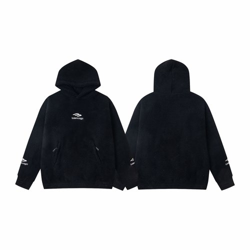 Balenciaga Embroidered Fleece Hooded Pullover