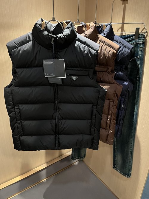 Prada Waterproof Down Jacket with Logo for Couples
