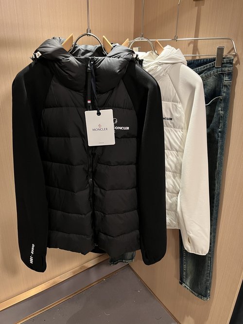 Moncler Soft Fabric Down Spliced Jacket with Logo