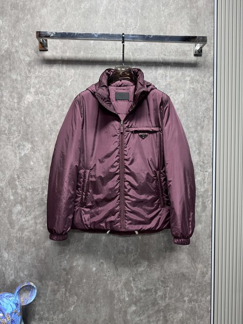 Prada Removable Hood Recycled Nylon Down Jacket, Classic Style