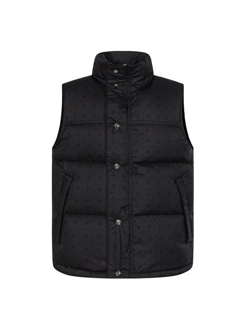 Chrome Hearts Silver Buckle Jacquard Down Vest with Good Performance