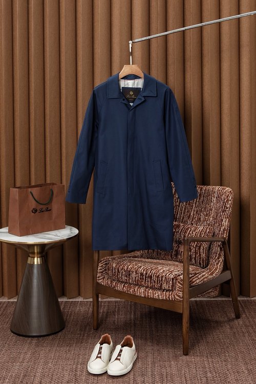 Loro Piana Long Cotton Windbreaker with High-quality Details