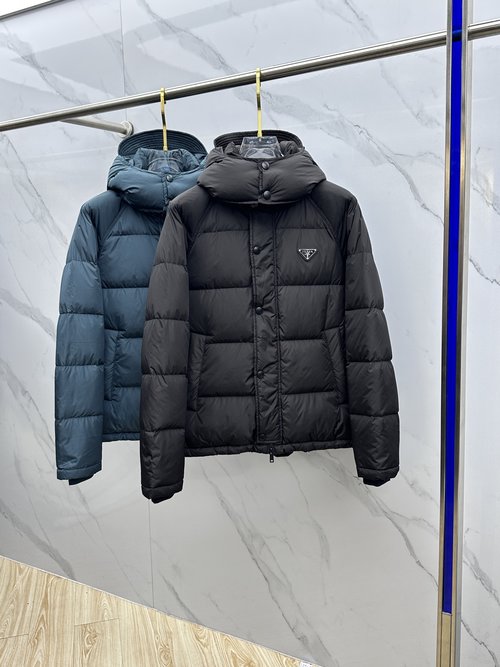 Prada Fashionable Down Jacket with Detachable Hood