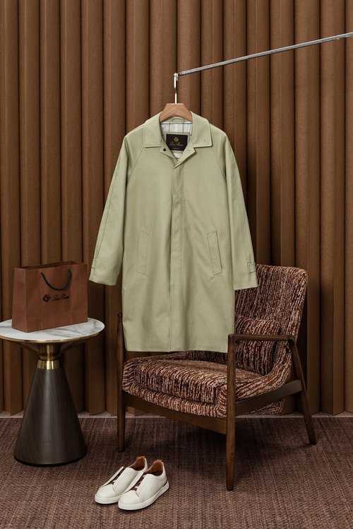 Loro Piana Long Cotton Windbreaker with Stylish Details