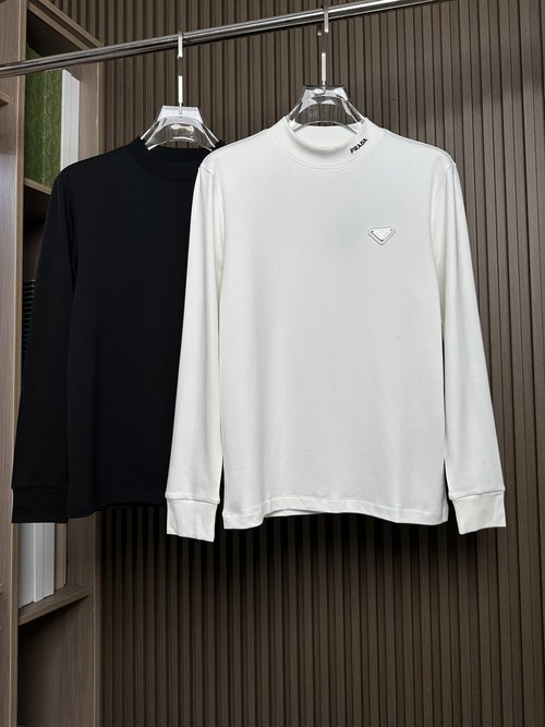 Prada Soft and Breathable Embroidered Long-Sleeve T-Shirt