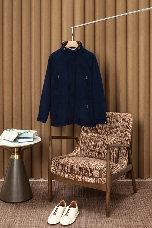 Loro Piana Classic Wool Blend Jacket with Removable Double Collar