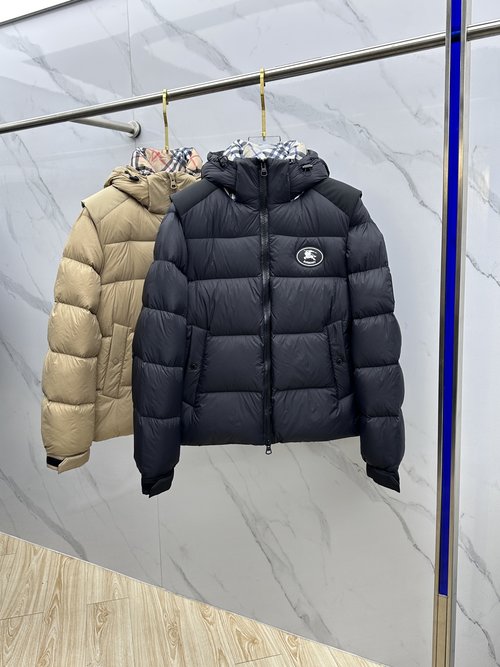 Burberry Down Jacket with Detachable Sleeves and Hood