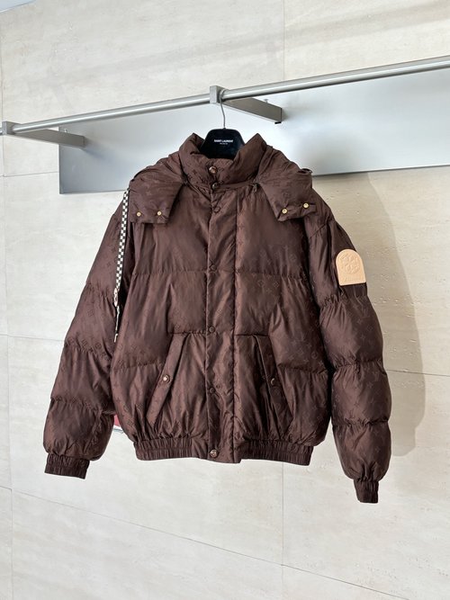 Louis Vuitton Ski Series Jacquard Drawstring Hooded Cotton Coat