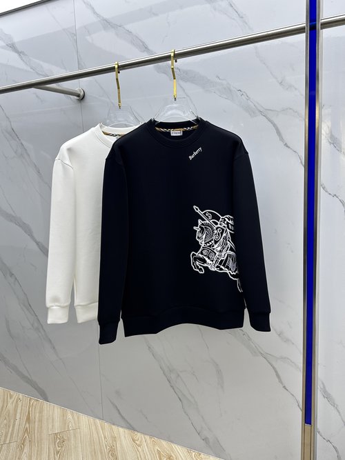 Burberry Elegant Embroidered Round Neck Pullover Sweatshirt