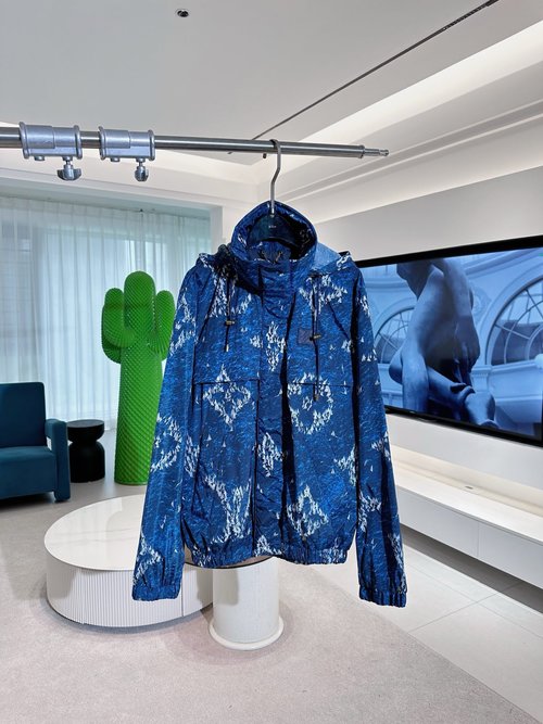 Louis Vuitton Sailboat Print Windproof Jacket with Custom Fabric