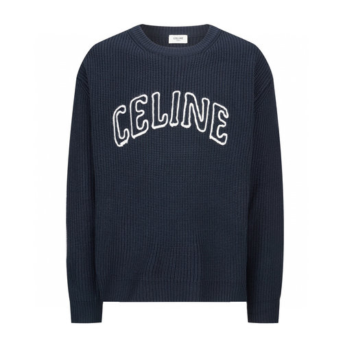 Celine Pure Wool Hollow Embroidery Round Neck Sweater