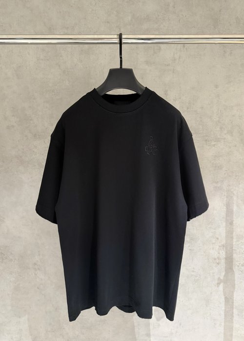 Prada Embroidered Short Sleeve T-Shirt with Wash and Fray