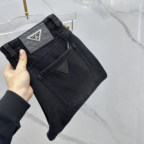 Prada Fleece-Lined Jeans with Fine Workmanship