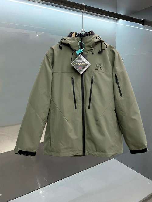 ArcTeryx Versatile Hooded Down Jacket with Water-Resistant Finish