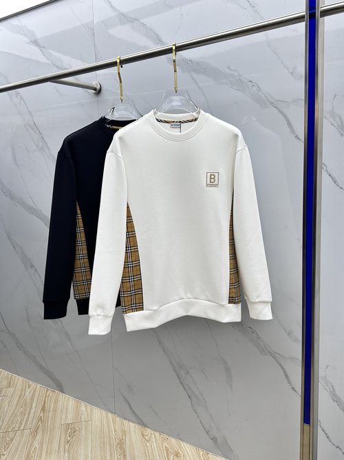 Burberry Embroidered Inter-color Round Neck Pullover Sweatshirt