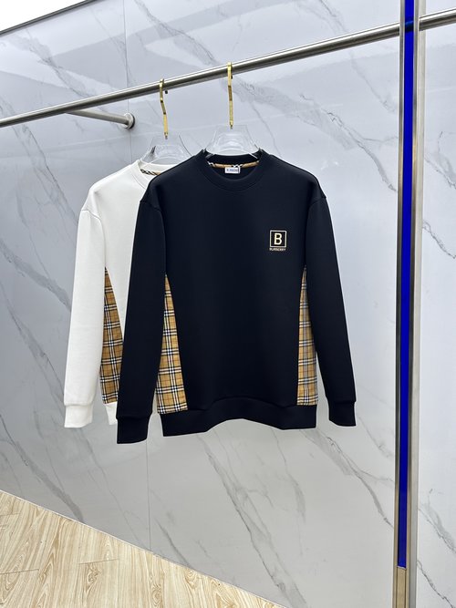 Burberry Embroidered Inter-color Round Neck Pullover Sweatshirt
