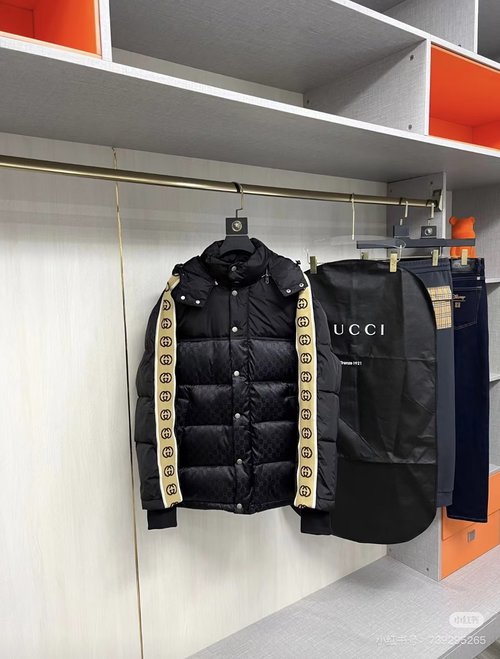 Gucci Luxury Down Jacket with Gucci Pattern and Perfect Fit