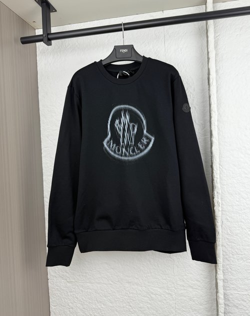 Moncler Printed Sleeve Logo Round Neck Hoodie