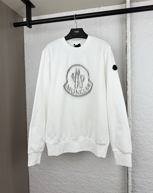 Moncler Printed Sleeve Logo Round Neck Hoodie