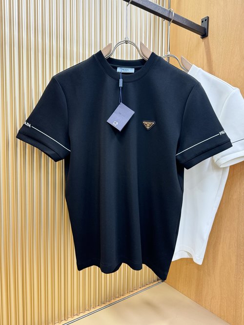 Prada Classic Logo Short Sleeve T-Shirt, Suitable for Everyday Wear