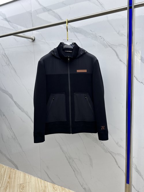 Zegna Stylish Knit-Spliced Casual Down Jacket