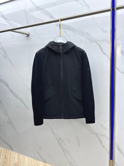 Zegna Stylish Knit-Spliced Casual Down Jacket