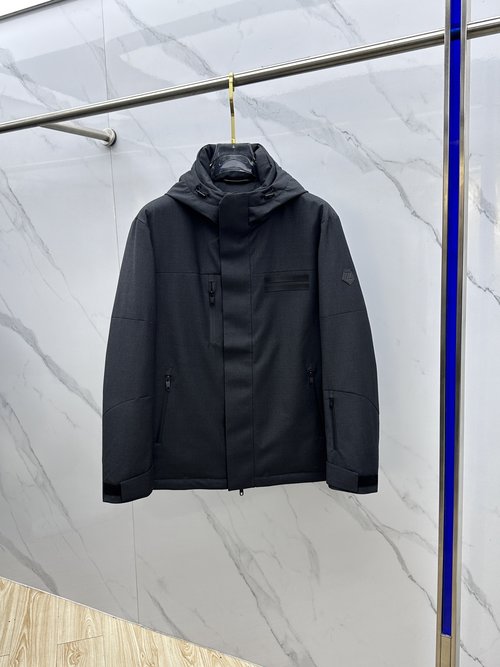 Zegna Fashionable Hooded Down Jacket for Layered Wear