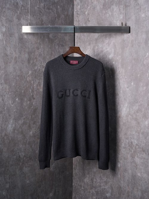 Gucci Letter Jacquard Wool Blend Knit Sweater